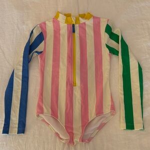 Boden Yellow and White Striped Swimsuit